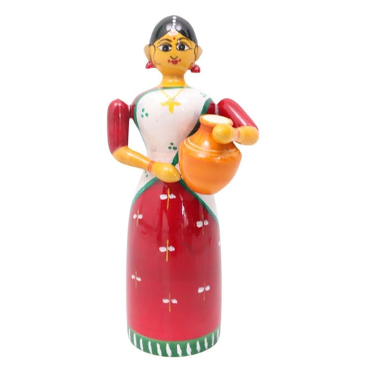 🌺 Traditional Etikoppaka Lady With Pot Showpiece – 6 IN