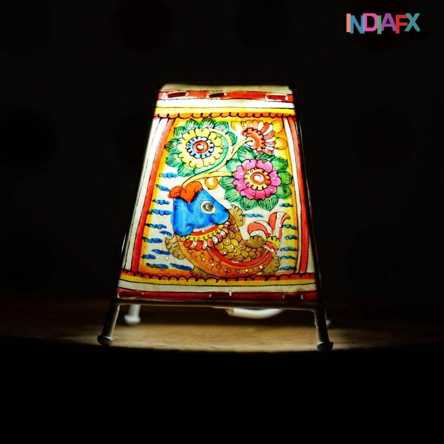 Tholu Bommalata Leather Lamp - Hand-Painted by Andhra Artisans (13cm)