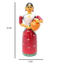 IndiaFx Handcrafted Etikoppaka Lady With Pot Showpiece Toy | 6 IN