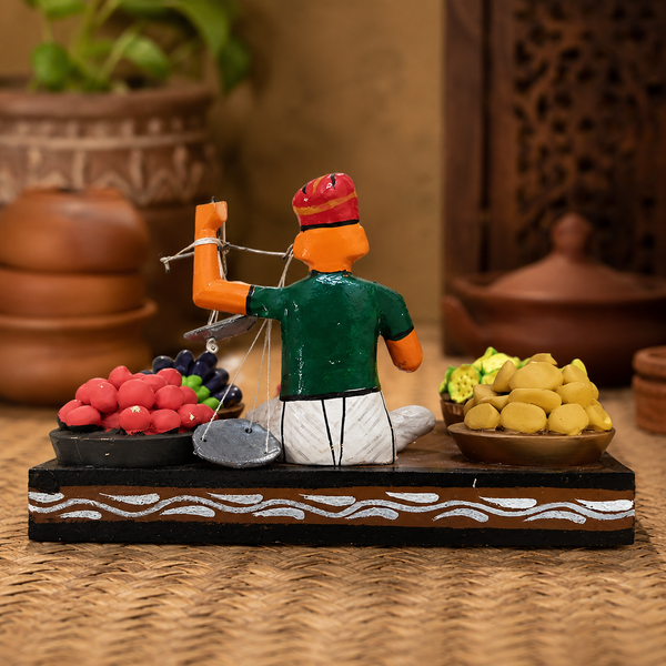 Beautiful handcrafted wooden vegetable vendor showpiece Handmade by Women Self H