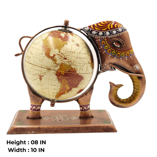 Handcrafted Elephant Globe Showpiece Artistic World Decor