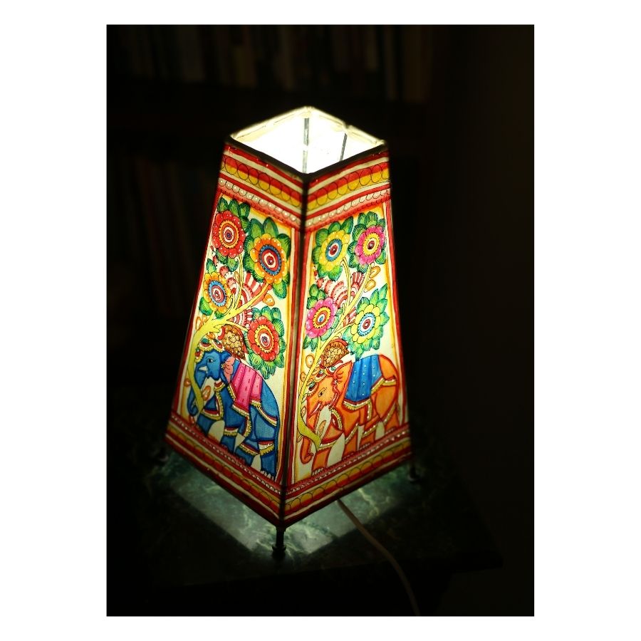 Handmade Goat Leather Lamp | Hand-Painted Beauty | 12 Inch