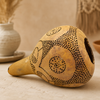 Natural Bottle Gourd Lamp Hand-Carved Circular Motif Light