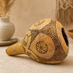 Natural Bottle Gourd Lamp Hand-Carved Circular Motif Light