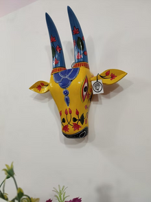 Hand-Painted Wooden Cow Face Wall Decor | 15x17 Inch