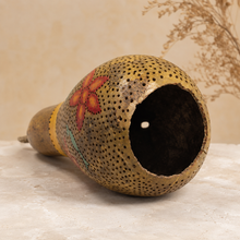 Natural Bottle Gourd Lamp Handpainted Flower Pattern Light