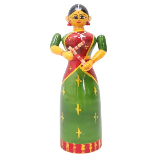 💃 Traditional Etikoppaka Kolatam Lady Pair – Handcrafted Art