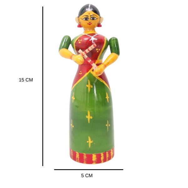 IndiaFx Handcrafted Etikoppaka Kolatam Lady Pair