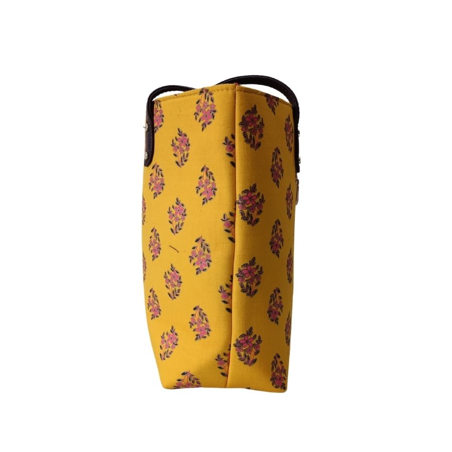 Latest hand block printed cotton fabric shopping bag with 3 combo set for bag