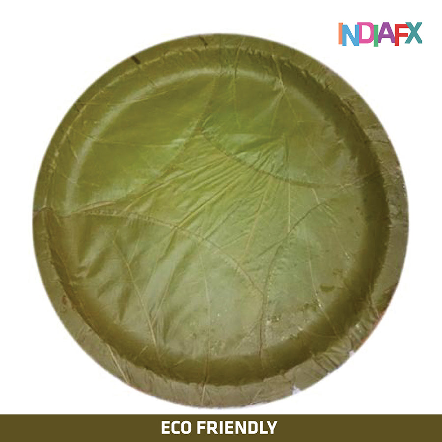 Green Leaf Disposable Plates11.5Inches Size, One Side Leaves, Pack of 10 Pieces)