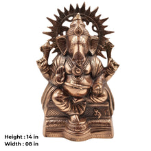 Divine Aura Brass Ganesha Idol with Prabhavali – Remover of Obstacle