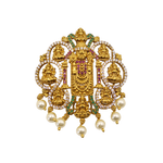 Balaji Temple Pendant | Antique Gold Pearl Drop