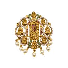 Balaji Temple Pendant | Antique Gold Pearl Drop