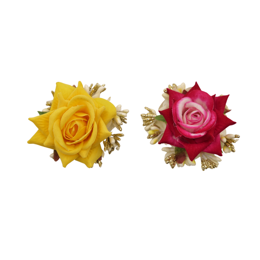 Floral Rose Hair Pin Set (2 Pieces) – Elegant Hair Accessories for Women & Girls