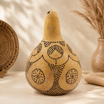 Natural Bottle Gourd Lamp Hand-Carved Circular Motif Light