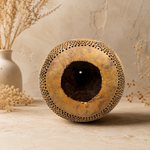 Natural Bottle Gourd Lamp Hand-Carved Circular Motif Light