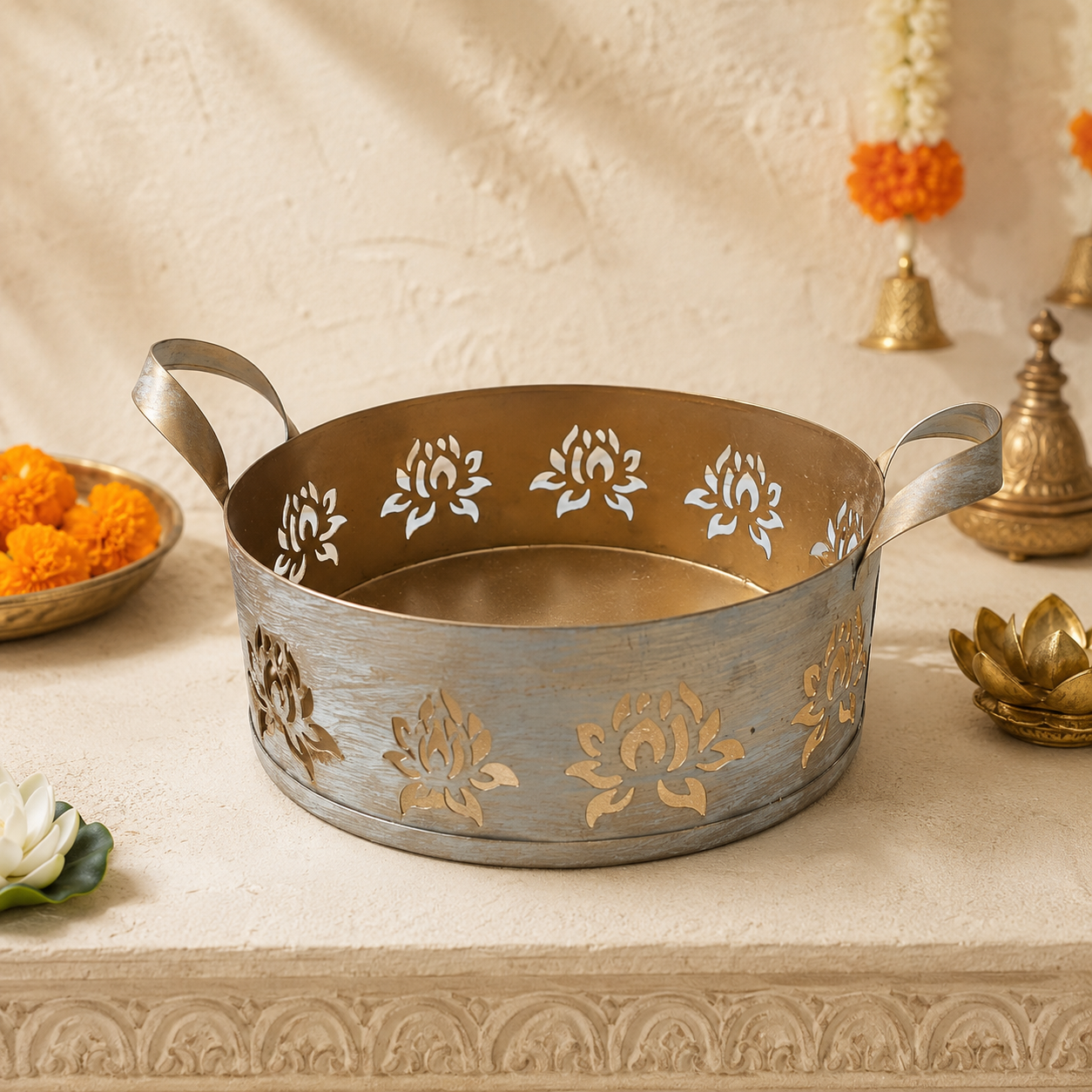 Lotus Basket with Handles – Shagun & Fruit Tray
