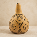 Natural Bottle Gourd Lamp Hand-Carved Circular Motif Light
